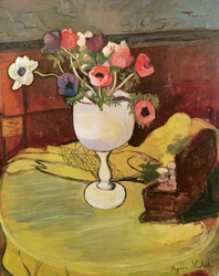 Vase of Flowers, Anemones in a White Glass